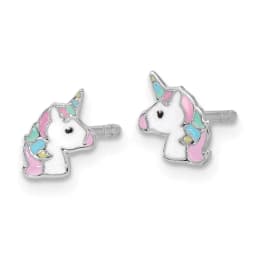 rhodium-plated-enameled-unicornpost-earrings-ss