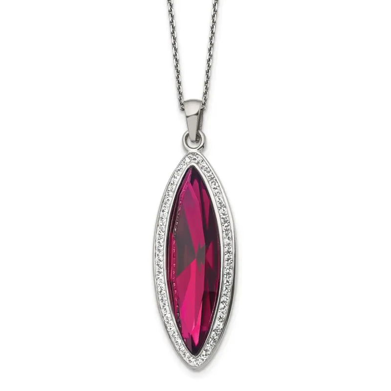 chisel-stainless-steel-polished-red-crystal-and-preciosa-crystal-pendant-on-a-20-inch-cable-chain-with-a-2-inch-extension-necklace