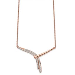 Chisel Stainless Steel Polished Rose IP-finished Preciosa Crystal Bar on a 17.75 inch Cable Chain with a 2 inch Extension Necklace
