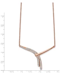 chisel-stainless-steel-polished-rose-ip-plated-preciosa-crystal-bar-on-a-17-75-inch-cable-chain-with-a-2-inch-extension-necklace