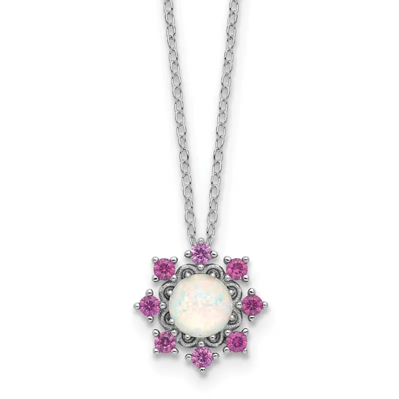 cheryl-m-sterling-silver-rhodium-plated-polished-created-opal-and-pink-crystal-flower-necklace