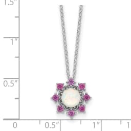 cheryl-m-sterling-silver-rhodium-plated-polished-created-opal-and-pink-crystal-flower-necklace