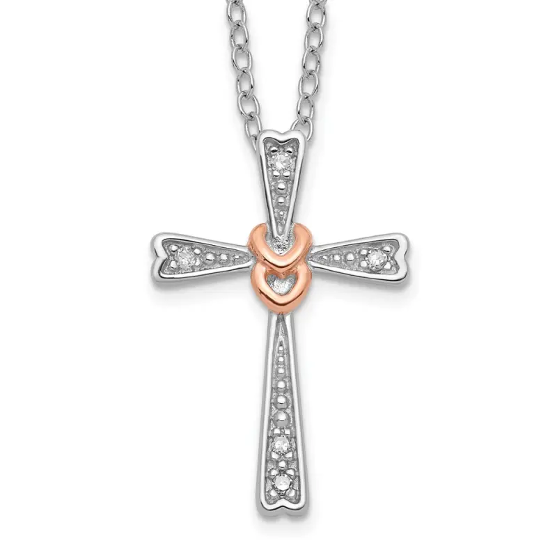 sterling-silver-rose-tone-diamond-cross-necklace