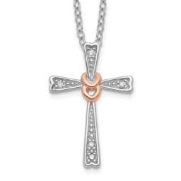 sterling-silver-rose-tone-diamond-cross-necklace