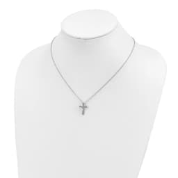 sterling-silver-rose-tone-diamond-cross-necklace