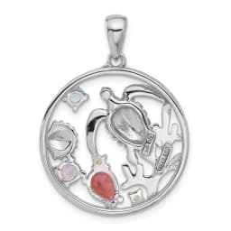 sterling-silver-rhodium-plated-polished-rainbow-multi-gemstone-sea-turtle-pendant