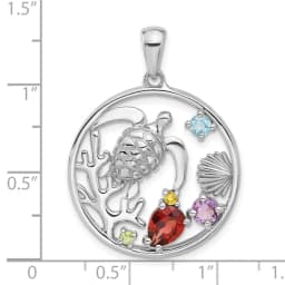 sterling-silver-rhodium-plated-polished-rainbow-multi-gemstone-sea-turtle-pendant