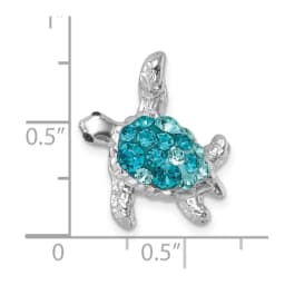 sterling-silver-rhodium-plated-polished-crystal-turtle-chain-slide