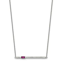 chisel-stainless-steel-polished-preciosa-crystal-and-red-glass-bar-on-a-15-inch-cable-chain-with-a-2-75-inch-extension-necklace