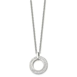 chisel-stainless-steel-polished-white-enameled-with-crystals-open-circle-pendant-on-an-18-inch-cable-chain-necklace