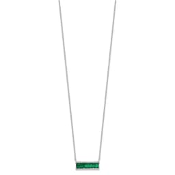 cheryl-m-sterling-silver-rhodium-plated-emerald-cut-green-nano-crystal-and-brilliant-cut-white-cz-bar-18-inch-necklace