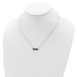 cheryl-m-sterling-silver-rhodium-plated-emerald-cut-green-nano-crystal-and-brilliant-cut-white-cz-bar-18-inch-necklace