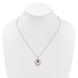 shey-couture-sterling-silver-rhodium-plated-twisted-circle-with-14k-leaf-accent-round-garnet-dangle-18-inch-with-2-inch-extension-necklace