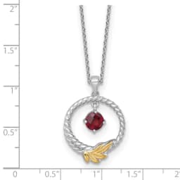 shey-couture-sterling-silver-rhodium-plated-twisted-circle-with-14k-leaf-accent-round-garnet-dangle-18-inch-with-2-inch-extension-necklace