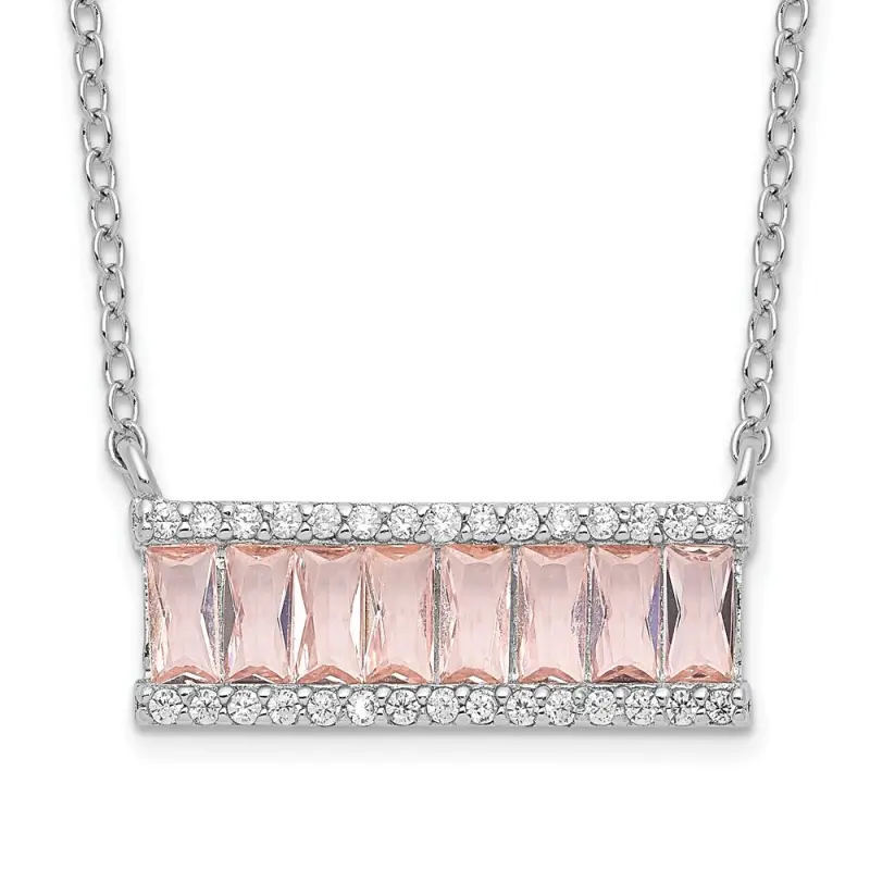 cheryl-m-sterling-silver-rhodium-plated-emerald-cut-pink-nano-crystal-and-white-brilliant-cut-cz-bar-18-inch-necklace
