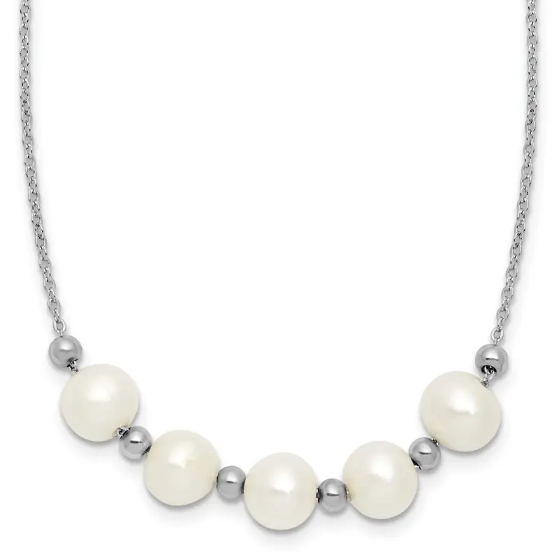 sterling-silver-rhodium-plated-white-semi-round-freshwater-cultured-pearl-beaded-16-inch-with-2-inch-extension-necklace