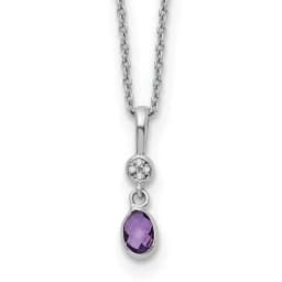 white-ice-sterling-silver-rhodium-plated-18-inch-amethyst-and-diamond-necklace-with-2-inch-extender