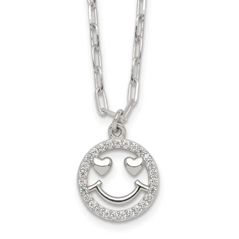sterling-silver-polished-cz-heart-eyes-smiley-face-necklace