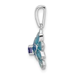 sterling-silver-rhod-pltd-created-sapphire-and-enamel-flower-pendant