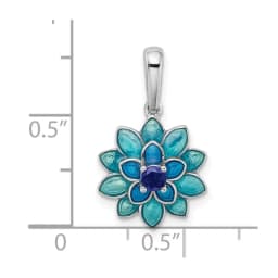 sterling-silver-rhod-pltd-created-sapphire-and-enamel-flower-pendant