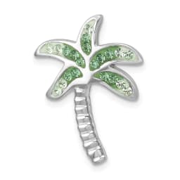 sterling-silver-rhodium-plated-polished-green-crystal-palm-tree-chain-slide