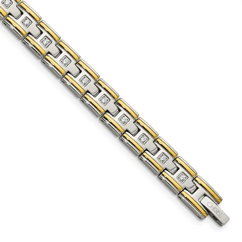 chisel-stainless-steel-polished-yellow-ip-plated-with-cz-8-5-inch-link-bracelet