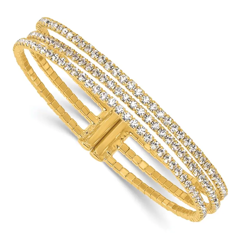 flash-gold-tone-crystal-3-row-flexible-cuff-bangle