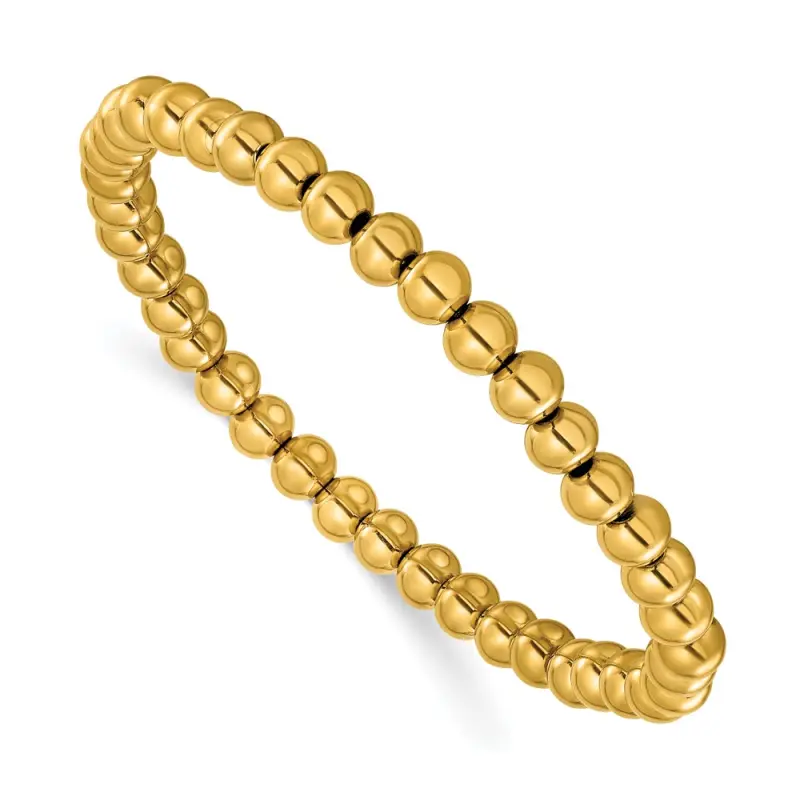 Chisel Stainless Steel Polished Yellow IP-finished 6mm Beaded 7.75 inch Stretch Bracelet