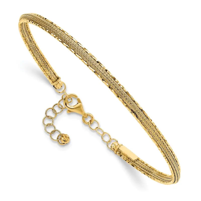 14k-diamond-cut-and-textured-with-safety-chain-bangle