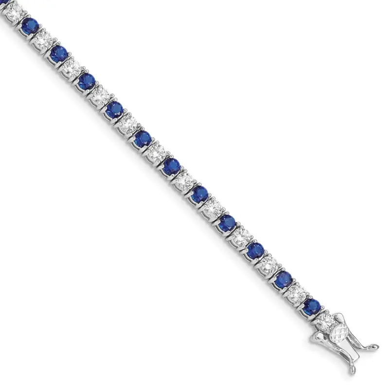 sterling-silver-rhodium-plated-blue-glass-and-cz-7-inch-bracelet