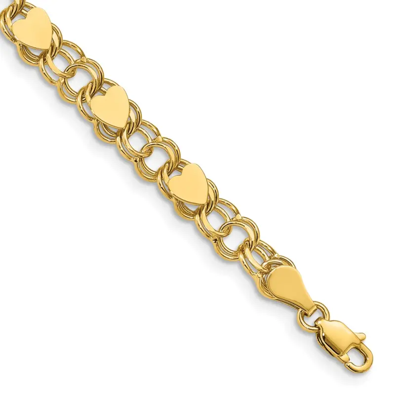 14k-double-link-with-hearts-charm-bracelet