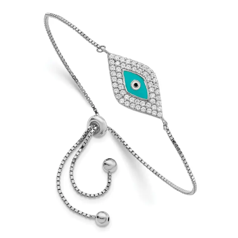 sterling-silver-rhodium-plated-cz-blue-enamel-eye-adjustable-bracelet