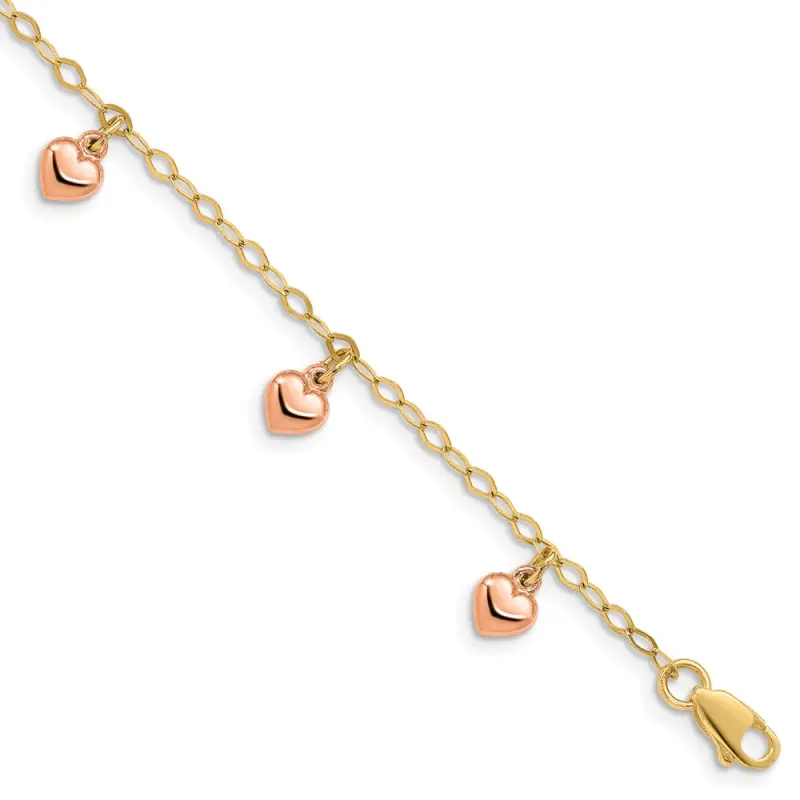 14k-yellow-gold-with-rose-gold-hearts-child-s-puffed-heart-charm-bracelet