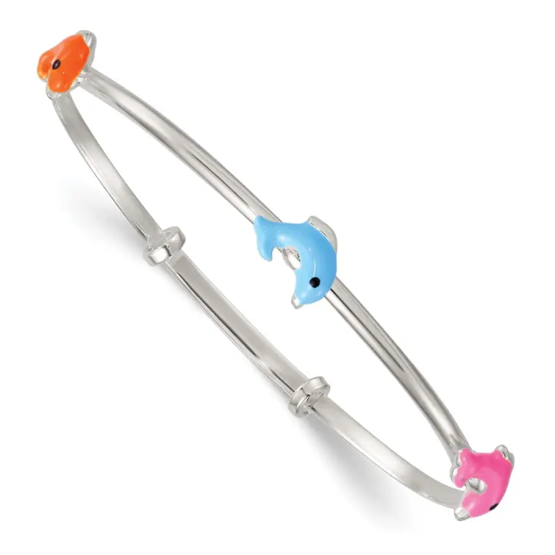 sterling-silver-enameled-dolphins-slip-on-children-s-expandable-bangle