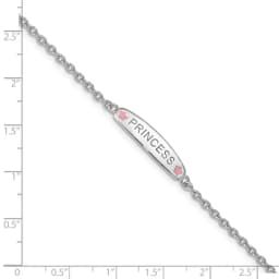 sterling-silver-rhodium-plated-polished-pink-enameled-princess-with-1-inch-extension-children-s-bracelet