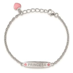 sterling-silver-rhodium-plated-polished-pink-enameled-princess-with-1-inch-extension-children-s-bracelet
