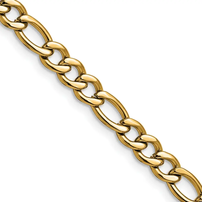 Chisel Stainless Steel Polished Yellow IP-finished 5.3mm 24 inch Figaro Chain