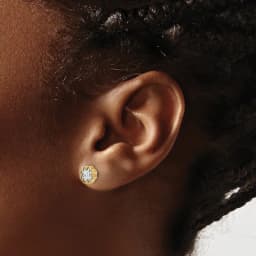 14k-two-tone-polished-and-diamond-cut-flower-post-earrings