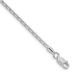 Sterling Silver Rhodium-finished 2.15mm Diamond-cut Round Spiga Chain (3.2 Grams)
