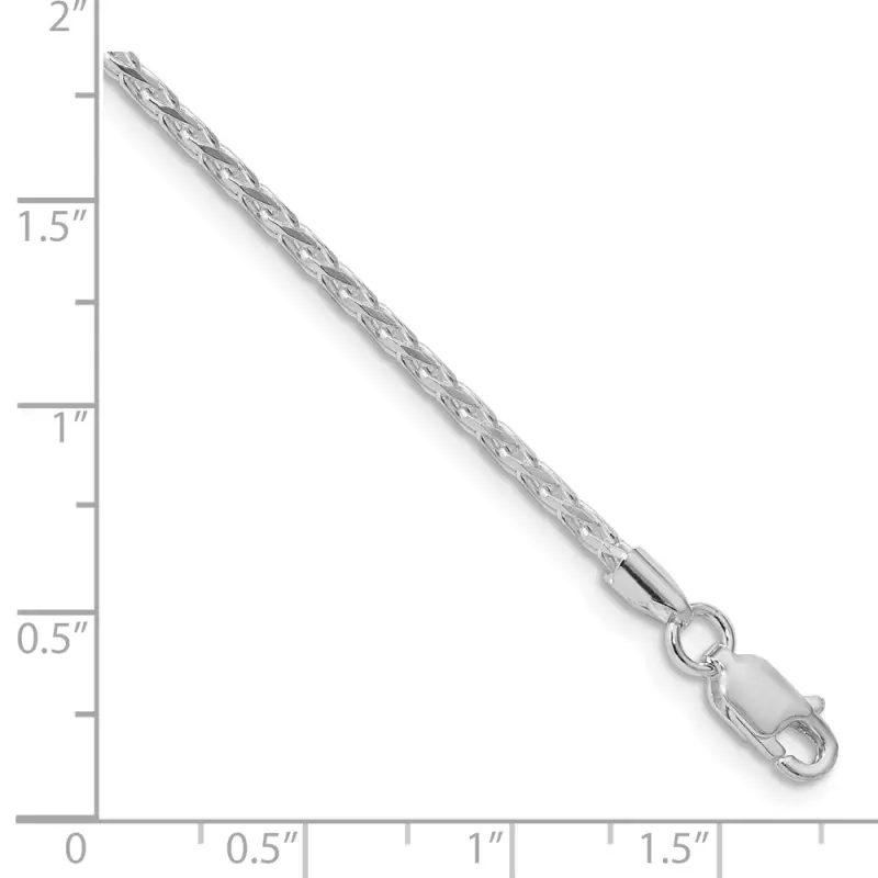 Sterling Silver Rhodium-finished 2.15mm Diamond-cut Round Spiga Chain (3.2 Grams)