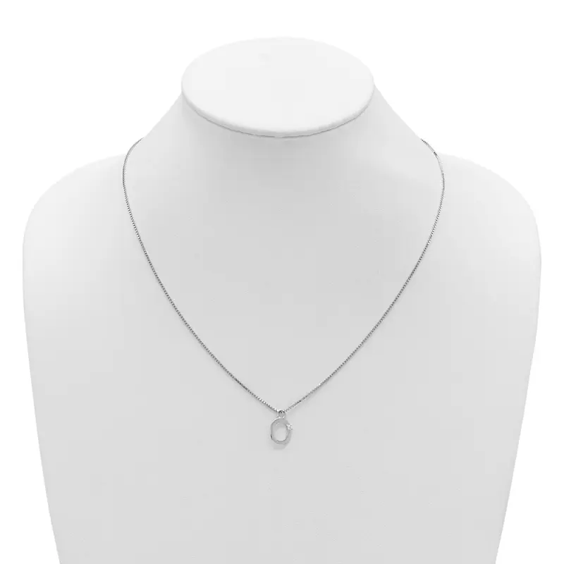 White Ice Sterling Silver Rhodium-finished 18 inch Diamond Letter O Initial Necklace plus 2 inch Extender