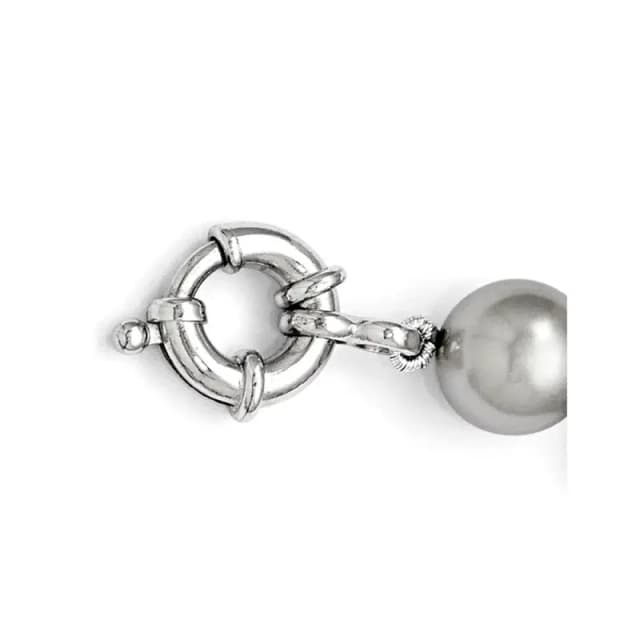 Majestik Sterling Silver Rhodium-finished 10-11mm Grey Imitation Shell Pearl Hand-knotted Bracelet