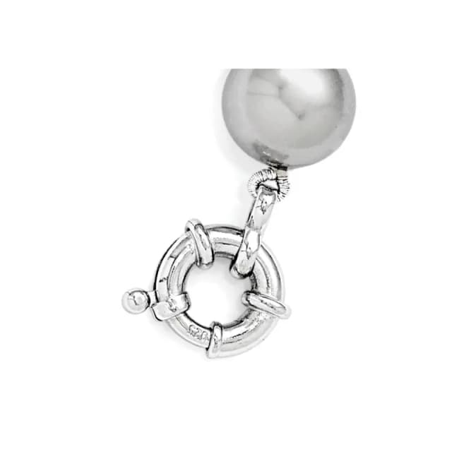 Majestik Sterling Silver Rhodium-finished 12-13mm Grey Imitation Shell Pearl Hand-knotted Bracelet