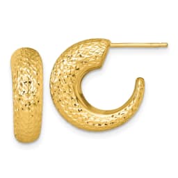 14k-polished-diamond-cut-hollow-c-hoop-post-earrings