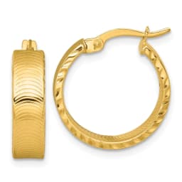 14k-polished-5-0-x-18mm-diamond-cut-textured-tube-hoop-earrings