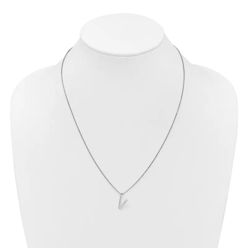 White Ice Sterling Silver Rhodium-finished 18 inch Diamond Letter V Initial Necklace plus 2 inch Extender