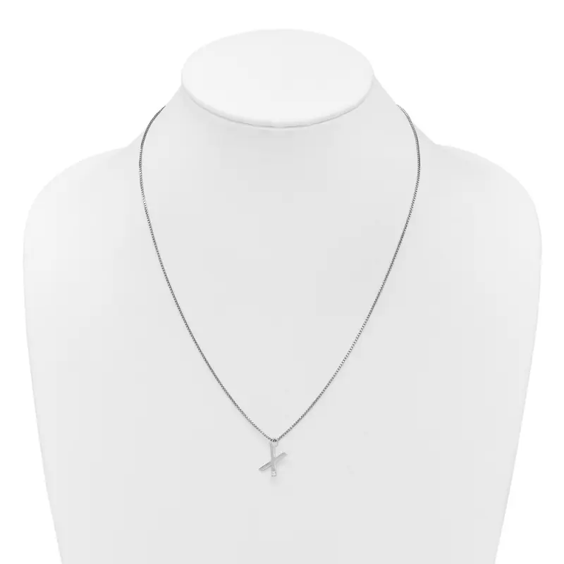 White Ice Sterling Silver Rhodium-finished 18 inch Diamond Letter X Initial Necklace plus 2 inch Extender