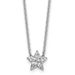 White Ice Sterling Silver Rhodium-finished 18 inch Diamond Star Necklace plus 2 inch Extender
