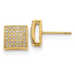 Chisel Stainless Steel Polished Yellow IP-finished with 3/8 Carat Diamond Square Post Earrings