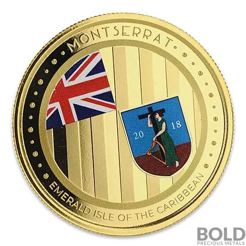 2018 EC8 Montserrat Emerald Isle 1 oz Gold Proof (Colored)